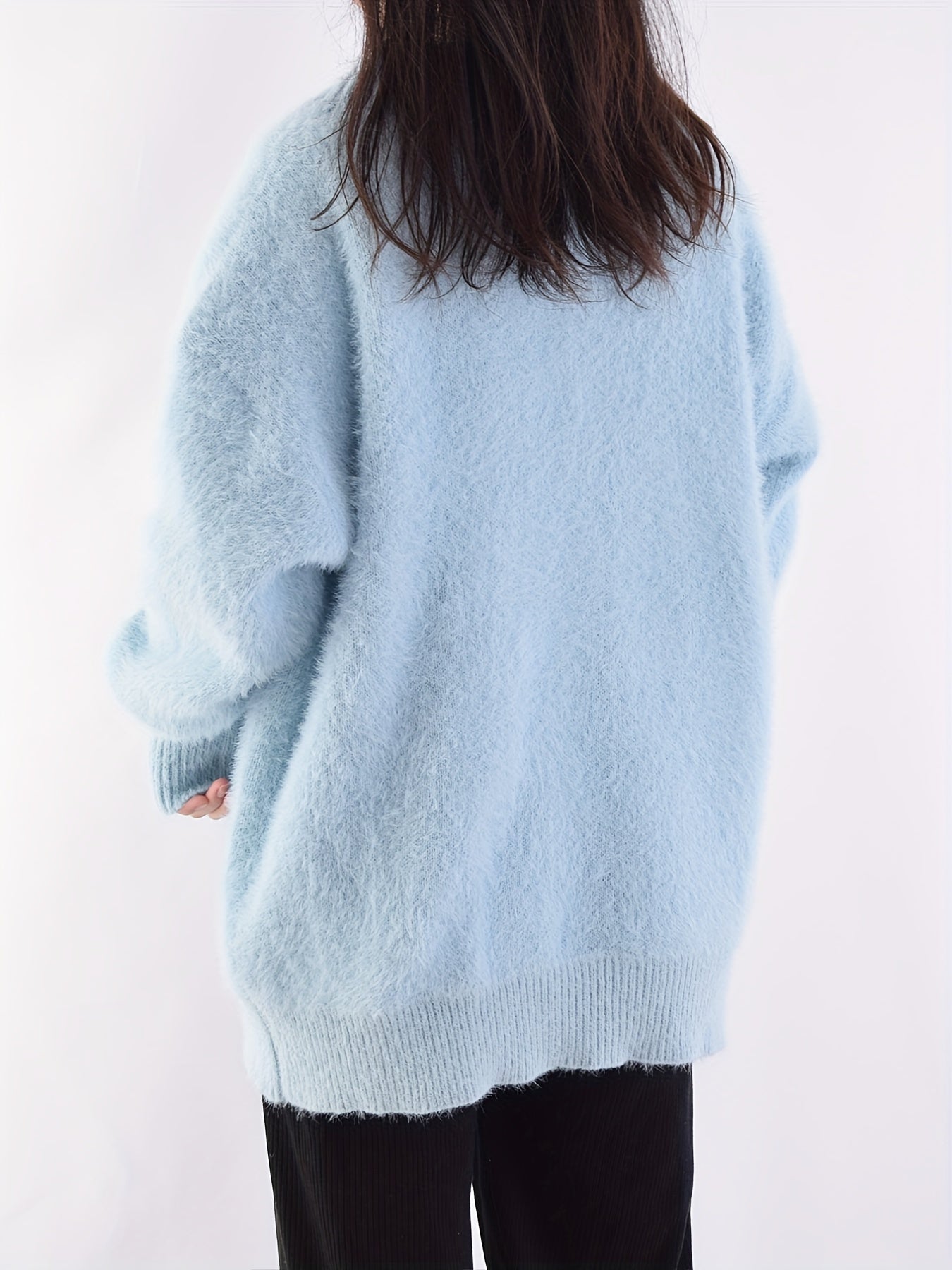 Women's Solid V-Neck Long Sleeve Cardigan