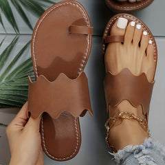 Women's Loop Toe Slide Sandals Lightweight Open Toe Slip On Shoes