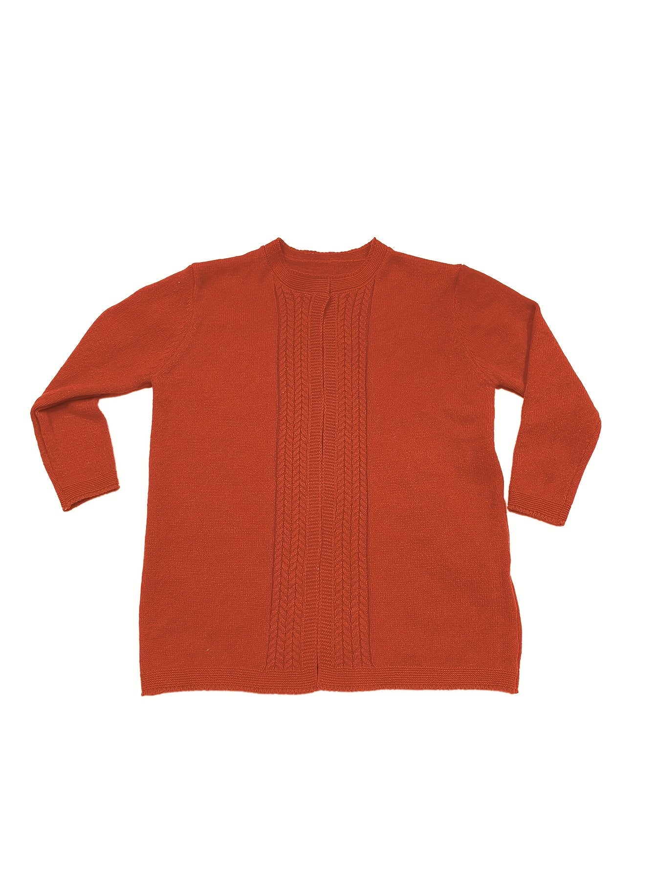 Solid Cable Long Sleeve Open Front Cardigan