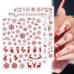 9pcs Christmas Nail Art Stickers Snowflake Elk Christmas Tree Nails