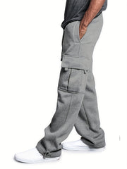 Men's Elastic Waist Cargo Pants with Pockets - Comfortable Sweatpants