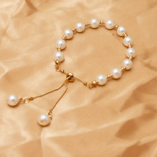 Faux Pearls Beaded Bracelet for Women - Hand Jewelry