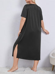Loungewear Dress Women's Plus Slogan Print Short Sleeve Round Neck