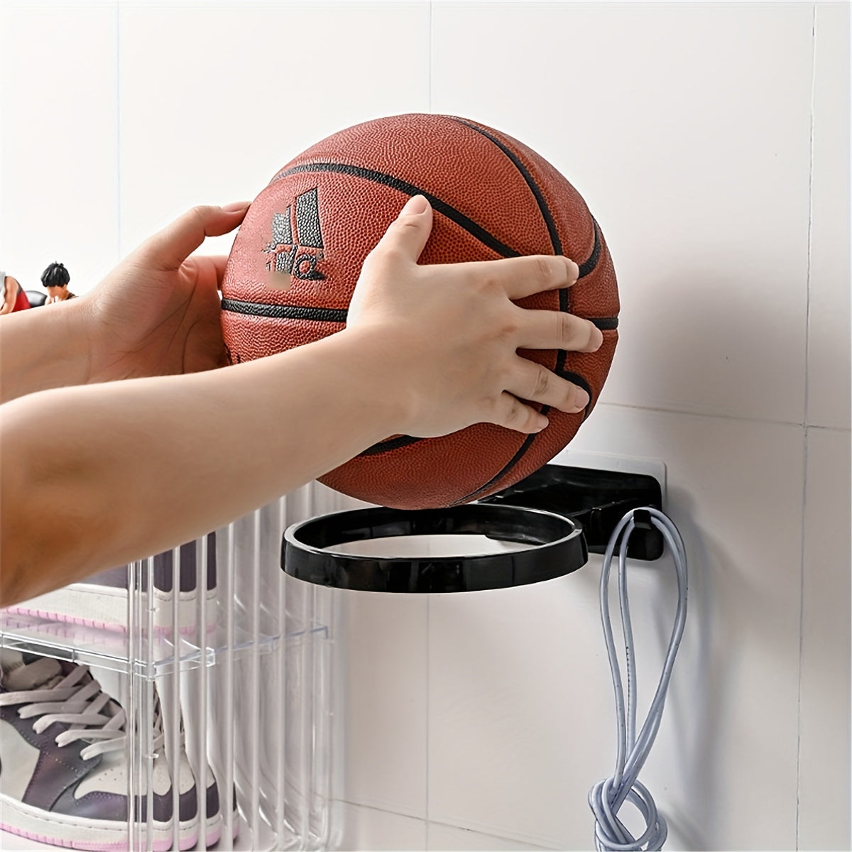 Wall Mounted Ball Rack for Basketball and Football Storage