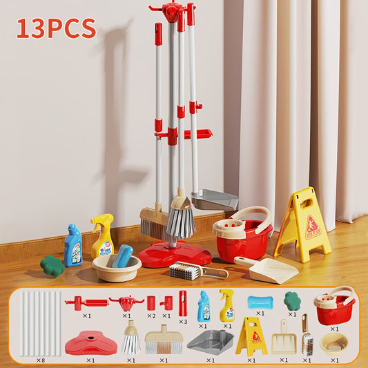 Kids Cleaning Toy Set - 13pcs with Realistic Tools