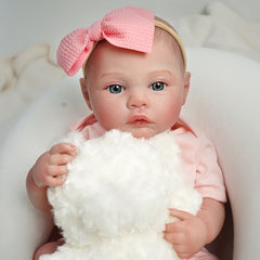 Reborn Baby Doll Pink with Bow Feeding Kit Ideal Gift