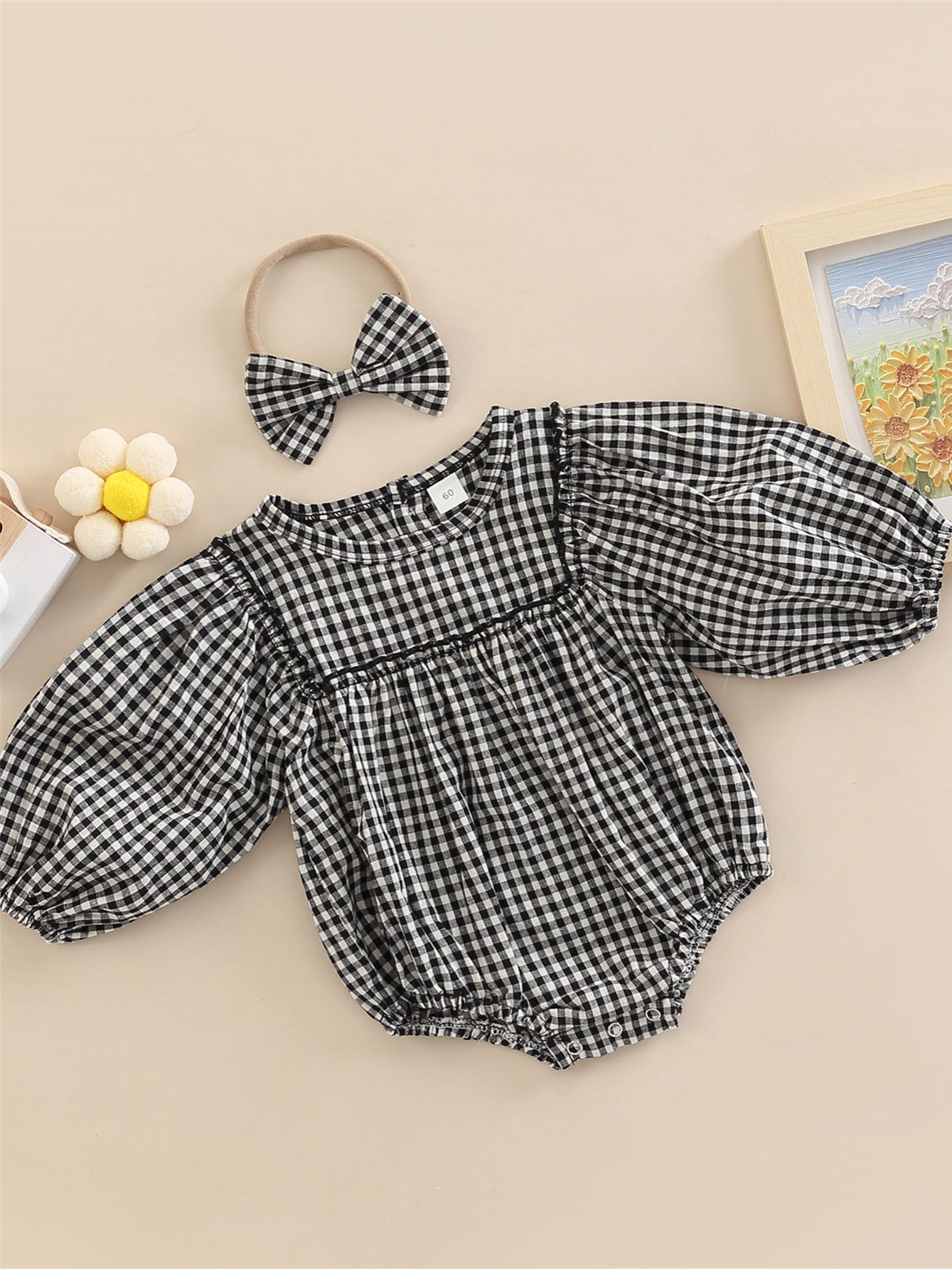 Toddler Girls Onesie with Bowknot Headband