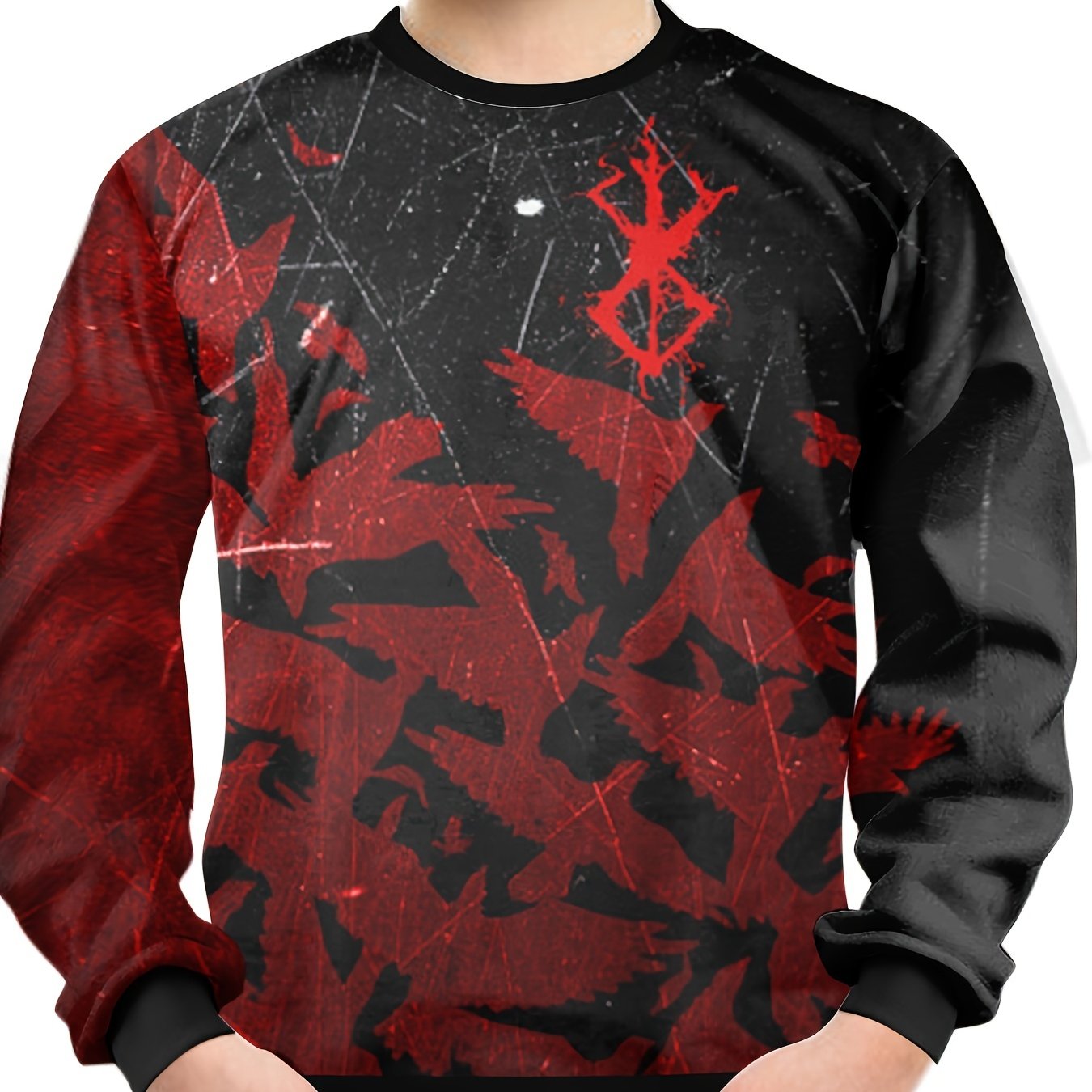 Boys Teens Abstract Birds Print Sweatshirt Casual