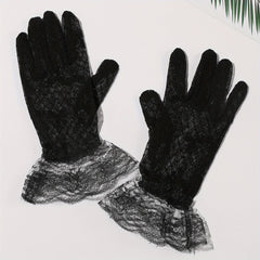 Lace Bowknot Pattern Gloves Wedding Bridal Decorative Gloves For Women