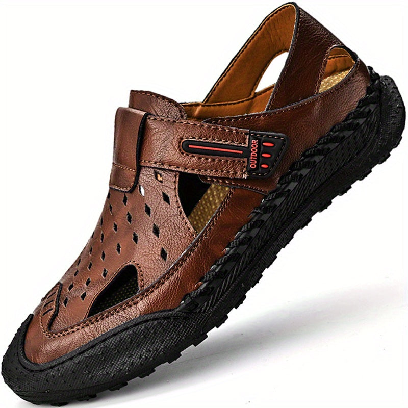 Men's Leather Sandals Closed Toe Fisherman Summer Shoes