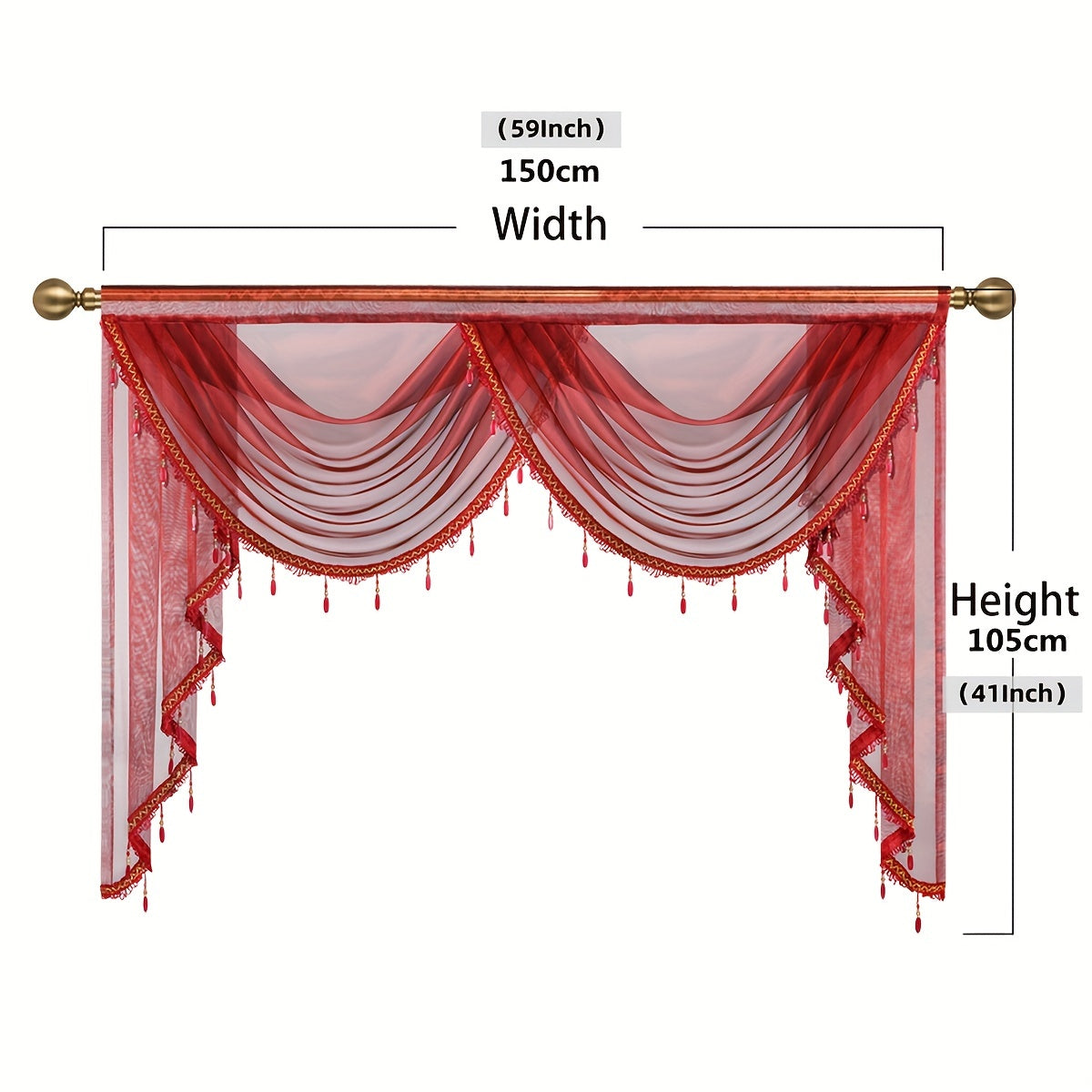 European Style Transparent Sheer Curtain with Rod Pocket