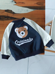 Boys Letter Print Button Down Baseball Jacket