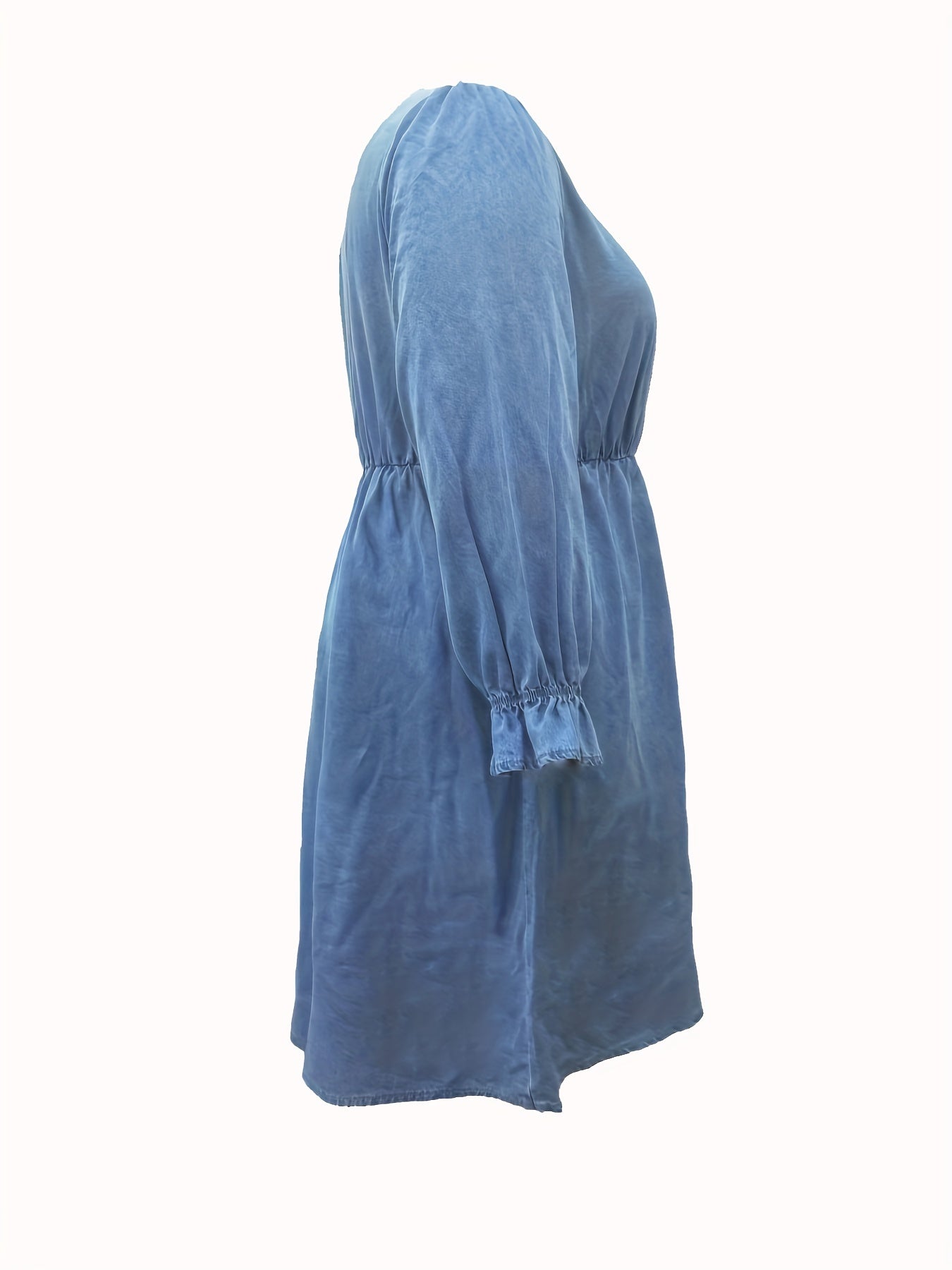 Denim Dress Women's Plus Flounce Sleeve L