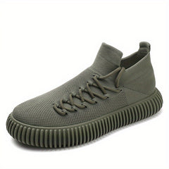 Men's Breathable Lace-Up Running Sneaker Sock Shoes