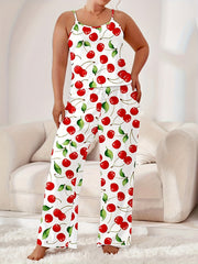 Women's Daisy & Cherry Print Pajama Set