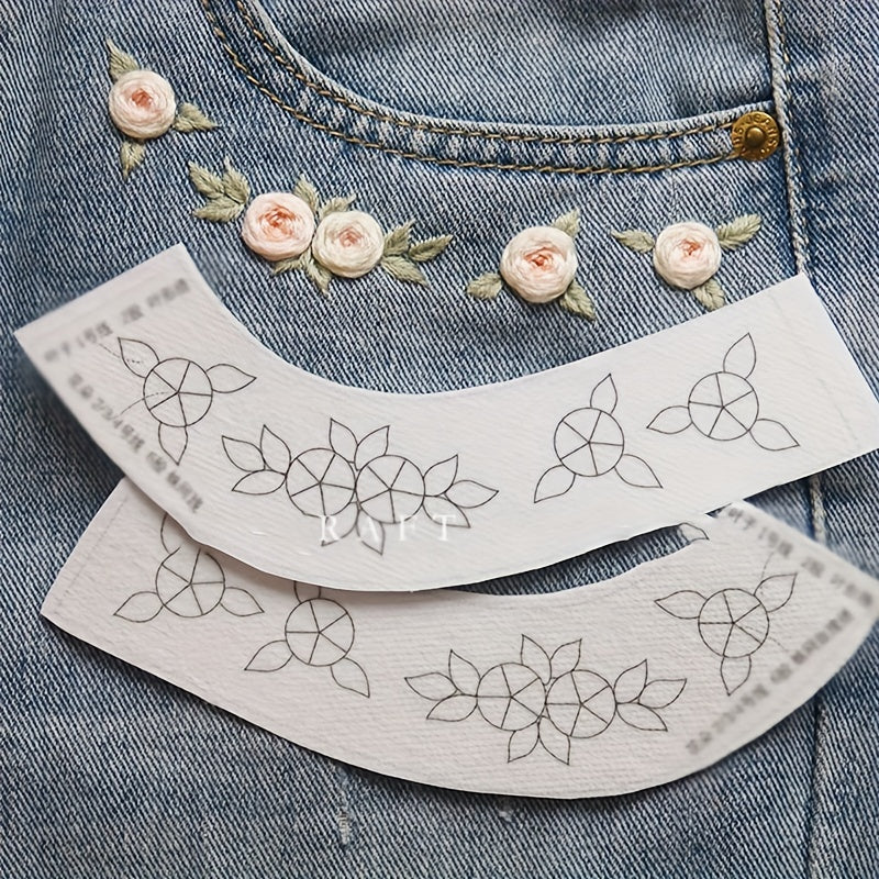 2pcs Embroidery Starter Kit Water Soluble Paste Pattern DIY Material