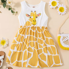 Toddler Girls Giraffe Embroidery Dress Casual Summer Clothes