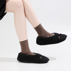 Cartoon Embroidered Fuzzy Bedroom Slippers for Women