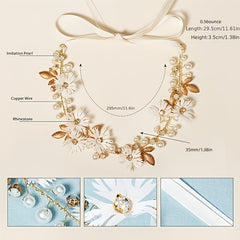 Golden Daisy Headband Hair Vine Ribbon Wedding Bridal Girls Women Headpiece
