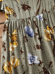Floral Print Short Sleeve Maxi Dress