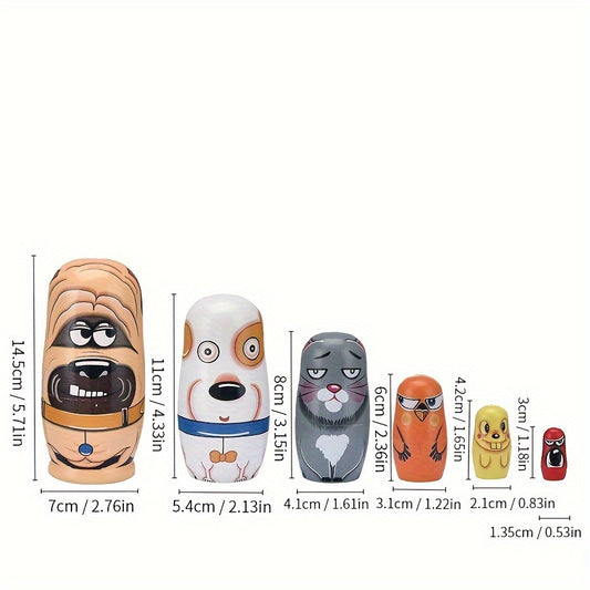 Colorful Wooden Nesting Dolls Set Educational Stackable Toys