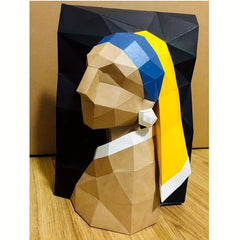 Girl Pearl Earring Papercraft Wall Hanging DIY Gift