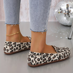 Leopard Print Loafers Slip On Flat Shoes for Women