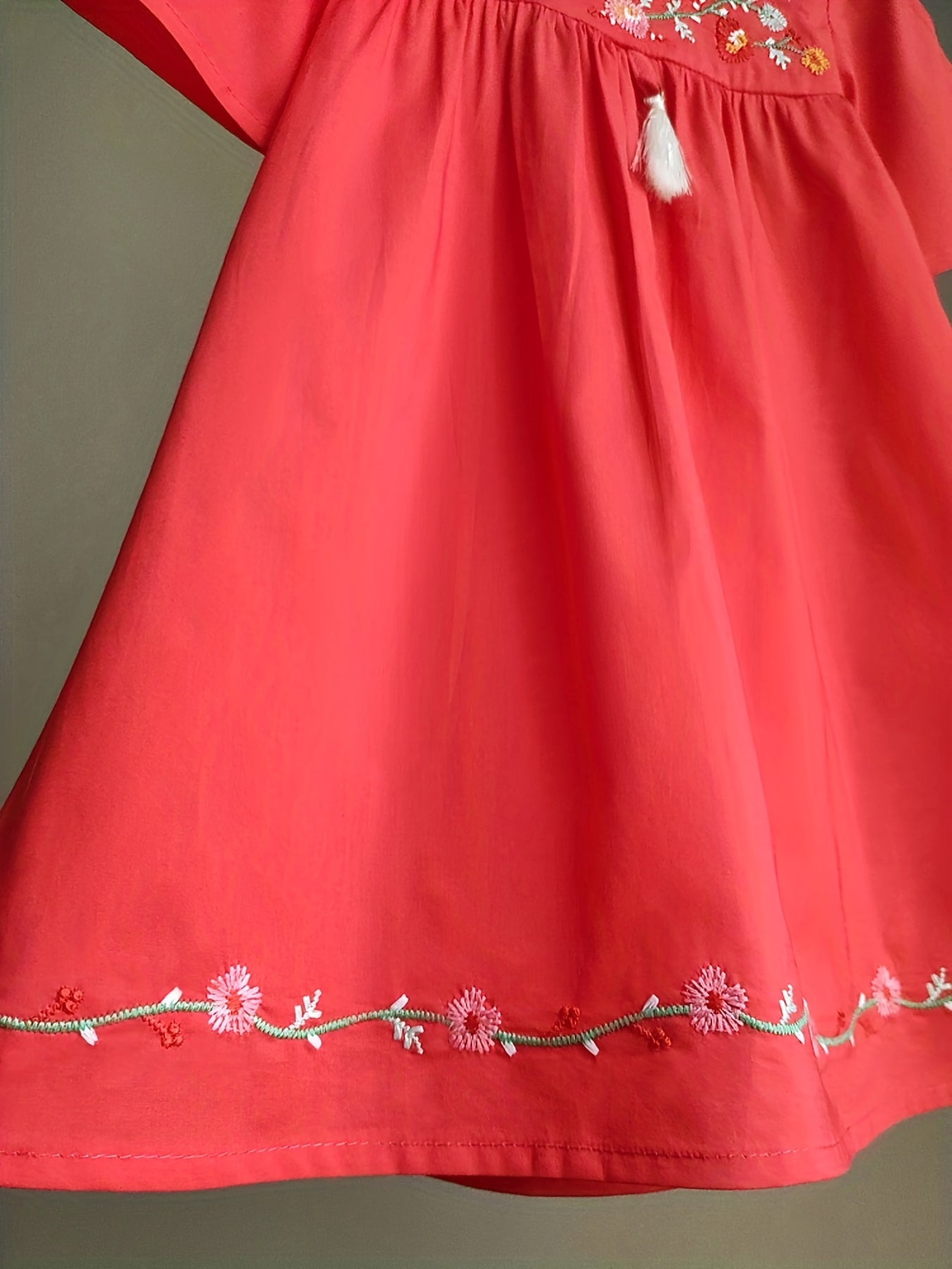 Toddler Girls Flowers Embroidered Princess Dress Kids Summer Clothes