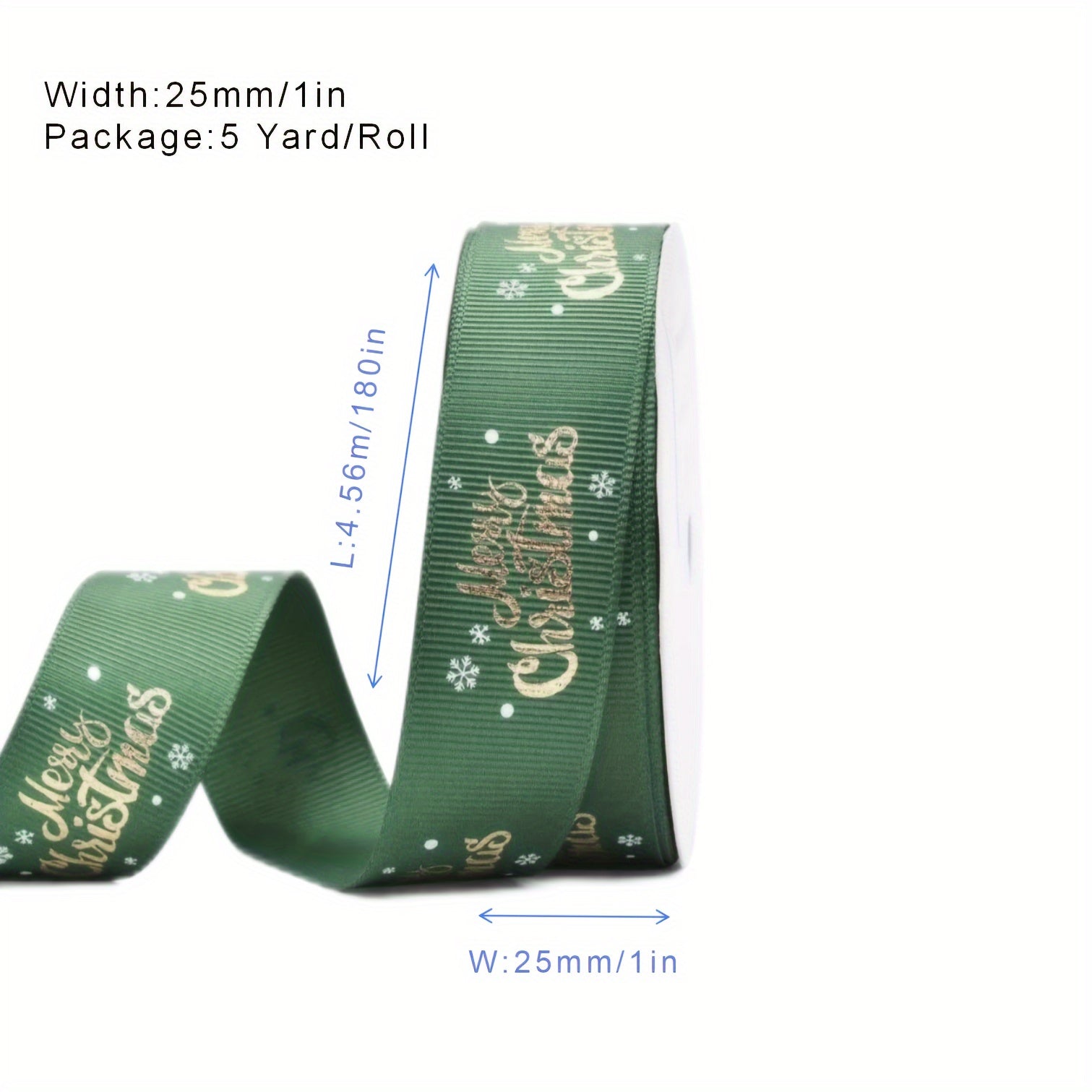 25mm Xmas Ribbon 5Yards, Craft Wedding Hair Bow Accessory