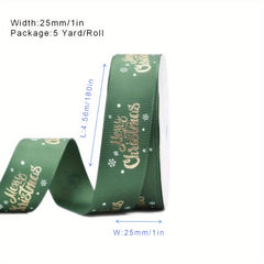 25mm Xmas Ribbon 5Yards, Craft Wedding Hair Bow Accessory