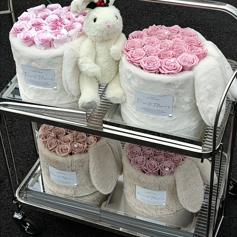 Eternal Rose Flower Gift Set with Rabbit Ears and High-end Ribbon