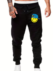 Smile Face Hat Men's Sports Pants Casual Drawstring Jogging Trousers