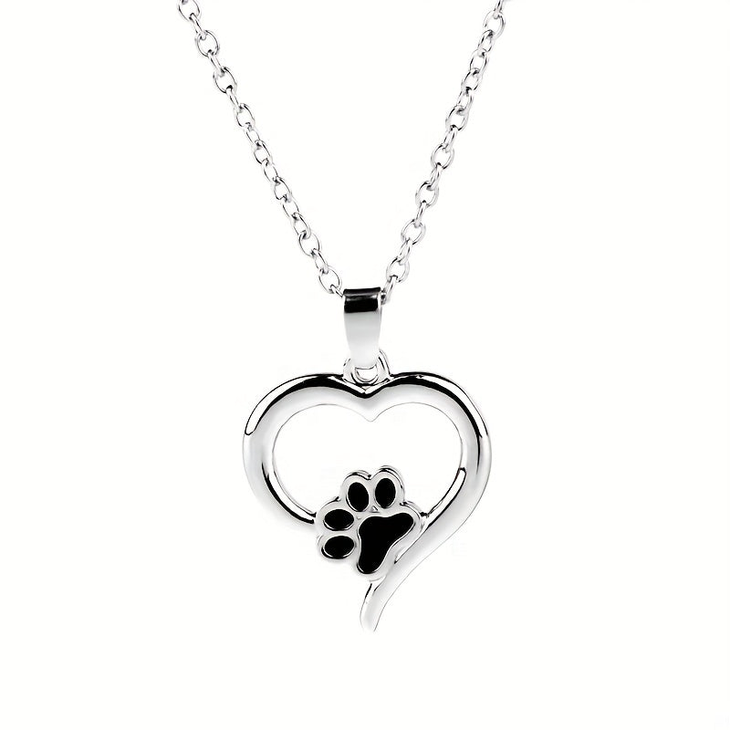 Dog Paw Print Necklace Heart Pet Memorial Gift