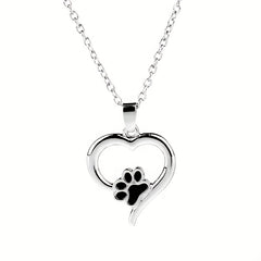 Dog Paw Print Necklace Heart Pet Memorial Gift
