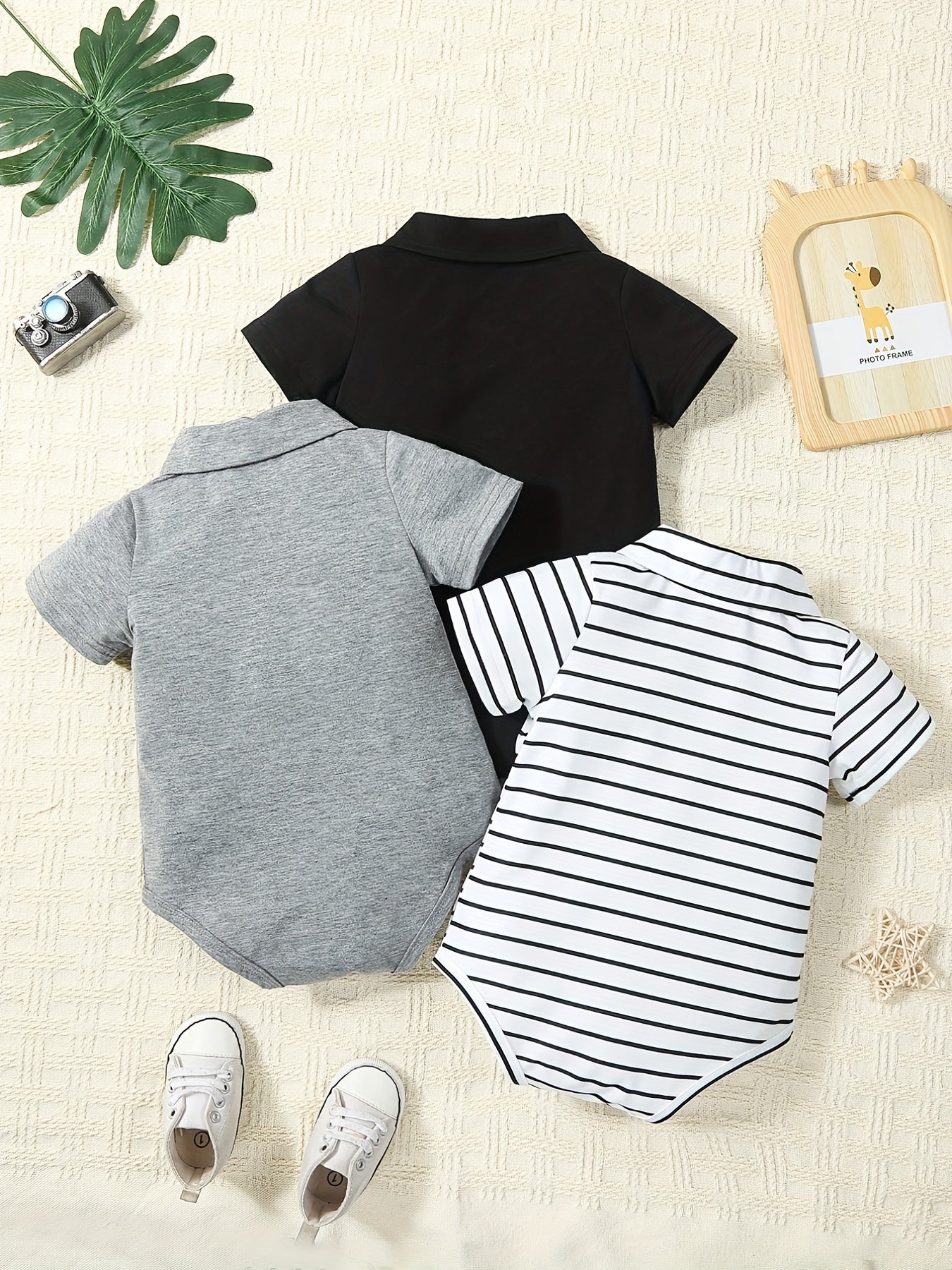 3pcs Baby Short Sleeve Triangle Bodysuits