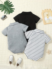 3pcs Baby Short Sleeve Triangle Bodysuits