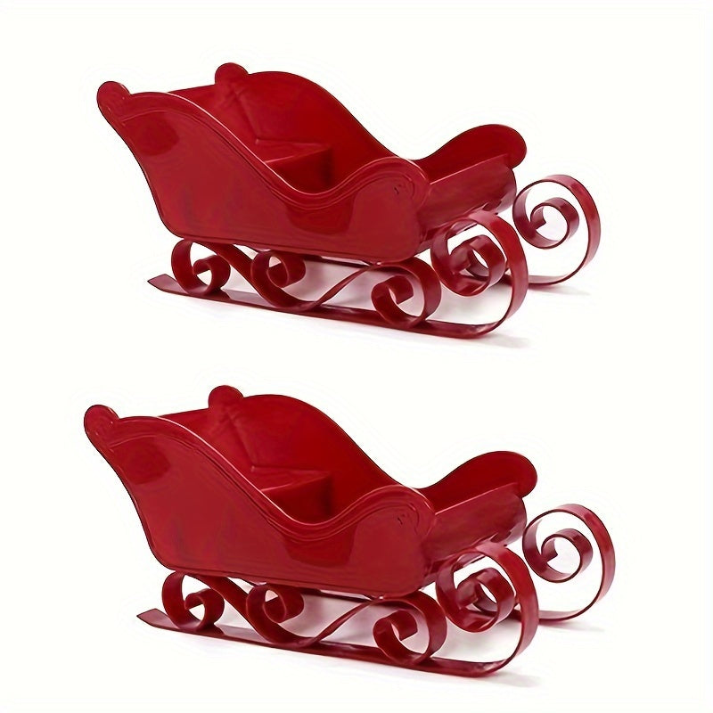 2pcs Christmas Sled Desktop Decoration Plastic Home Tree Hanging Ornam