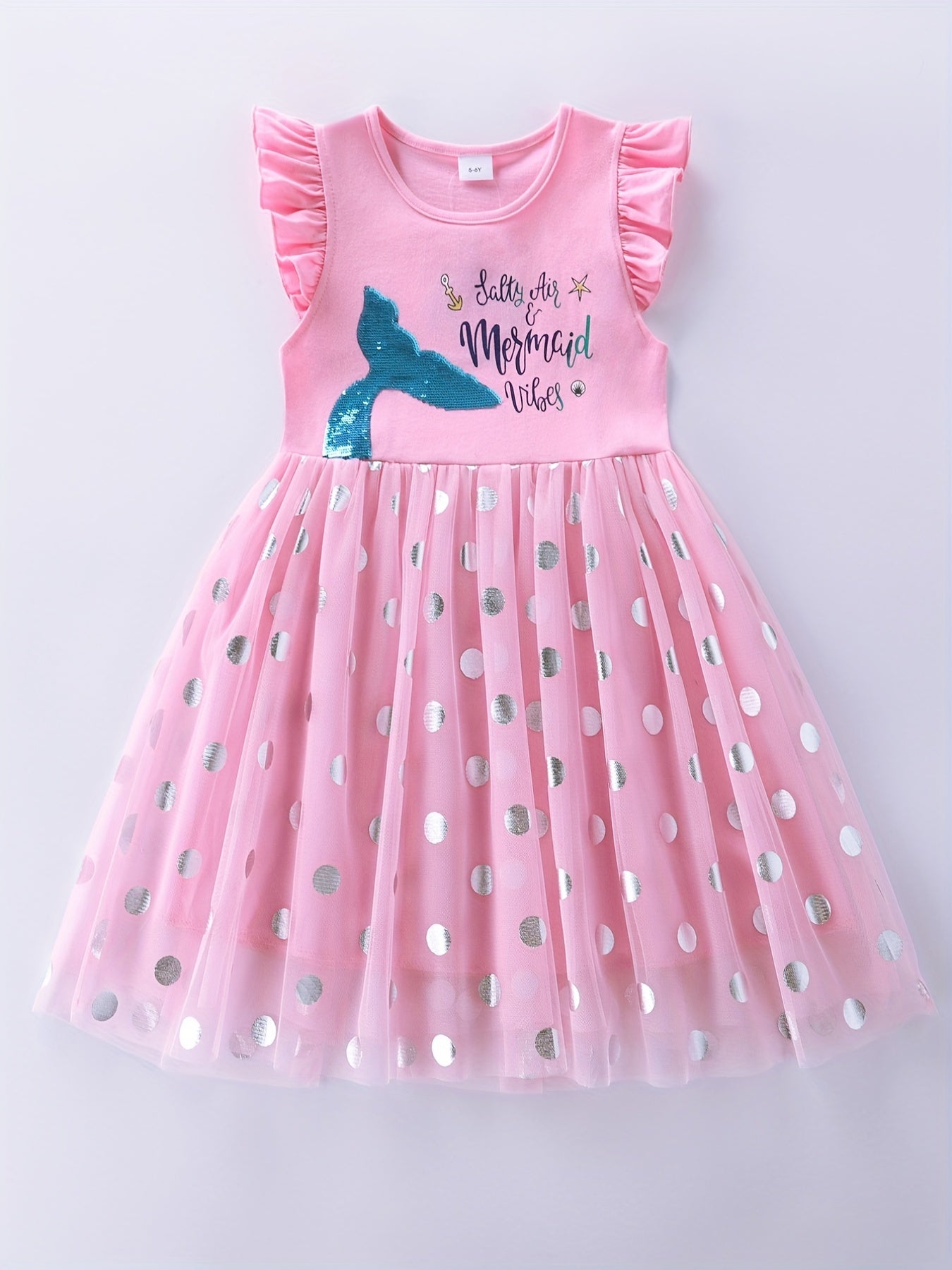Toddler Girls Mermaid Tail Mesh Dress for Beach Vacation