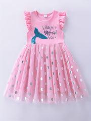 Toddler Girls Mermaid Tail Mesh Dress for Beach Vacation