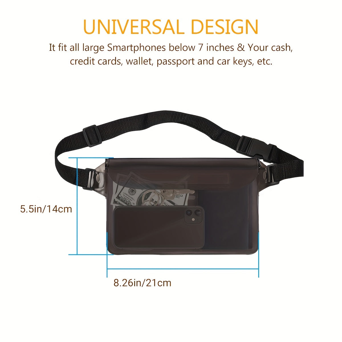 Waterproof Pouch Bag With Adjustable Waist Strap for Water Activities