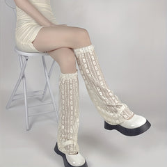 Floral Lace Leg Warmers Ruffle Knee High Socks Women's Stockings