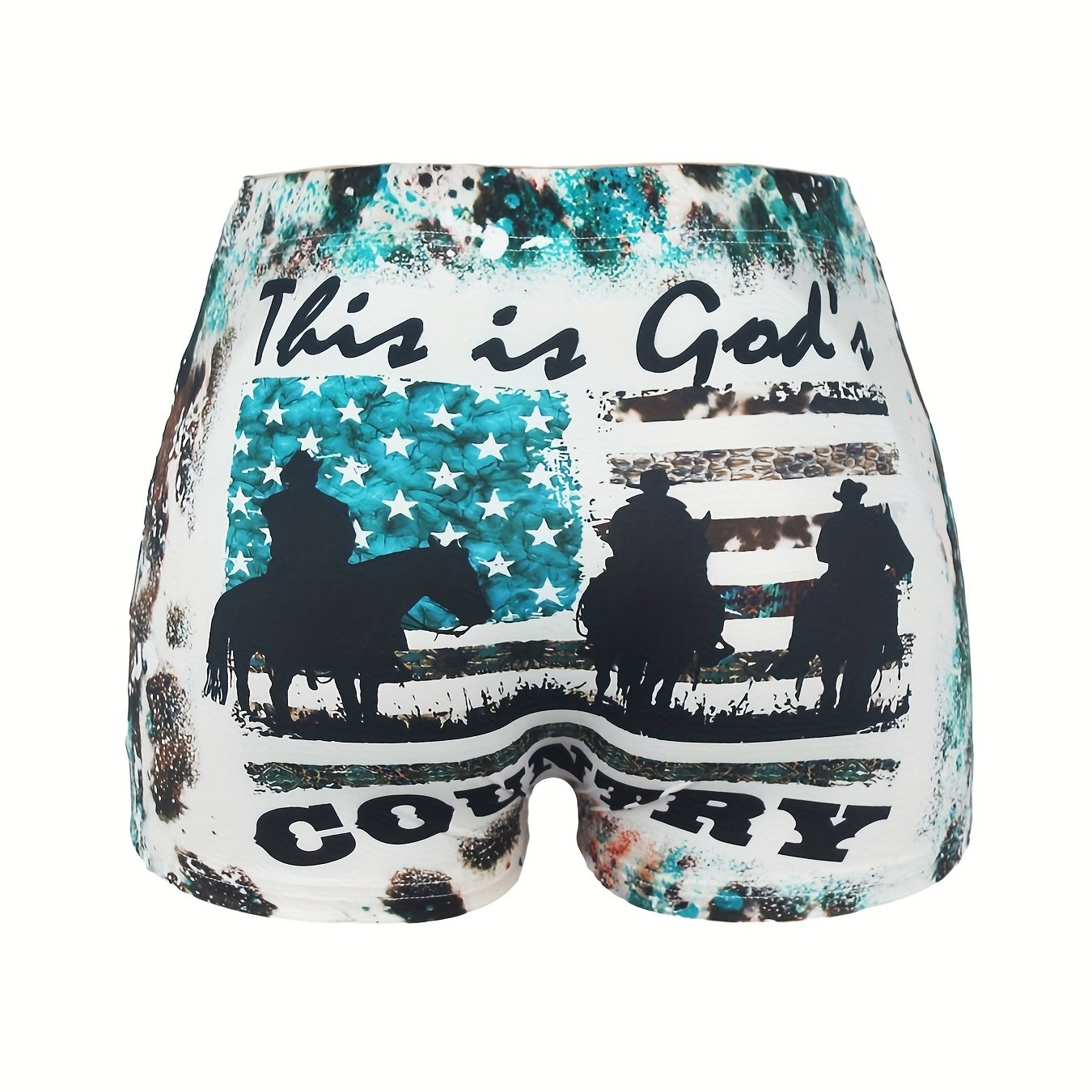American Flag & Graphic Print Skinny Shorts Women's Clothing