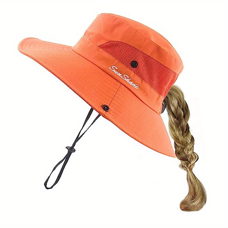Mesh Stitching Fisherman's Hat Wide Brim Sun Protection Bucket Hat