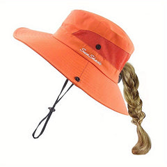 Mesh Stitching Fisherman's Hat Wide Brim Sun Protection Bucket Hat