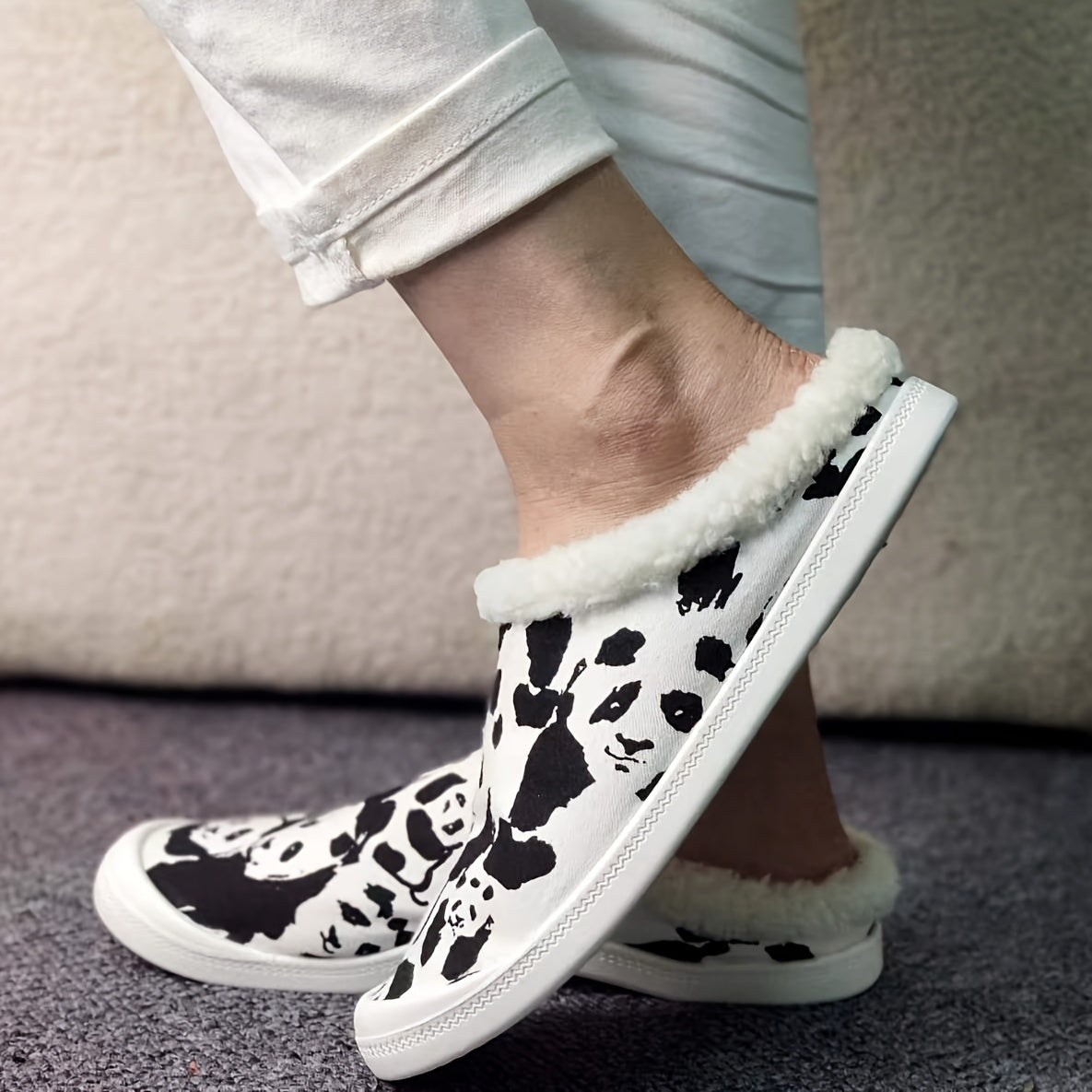 Women's Winter Warm Sneakers Panda Comfy Flat Shoes