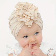 Baby Knitted Hat With Pleated Flower - All