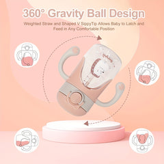 8oz Spill Proof Sippy Cup Weighted Straw Handle for 1 Year Olds