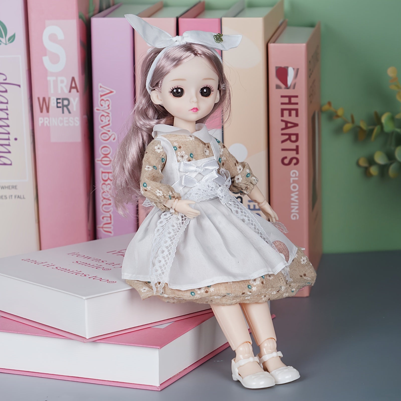 11-Inch Doll with Removable Clothes, Dollhouse Bedroom Window Decor Toy