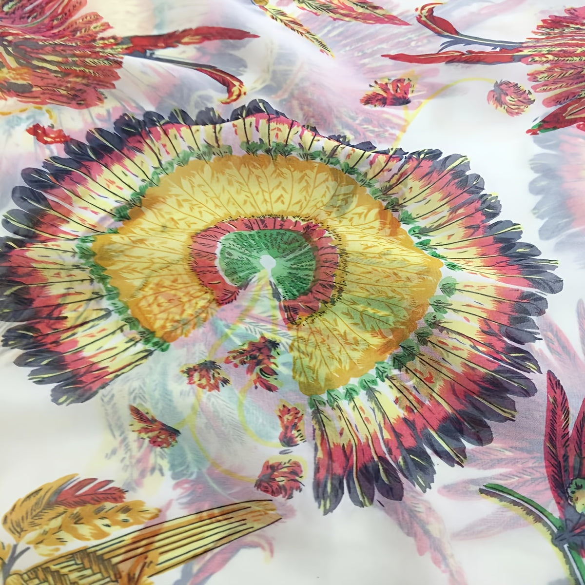Bohemia Peacock Print Scarf Women Vintage Neckerchief Windproof Wrap