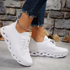 Women's Breathable Knit Sneakers Casual Lace Up Outdoor Shoes